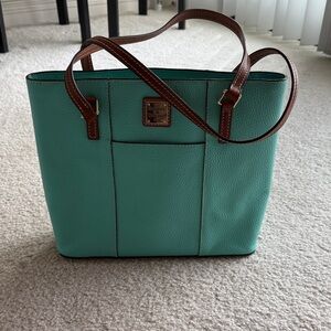 Dooney & Bourke Aqua and Brown Tote Bag